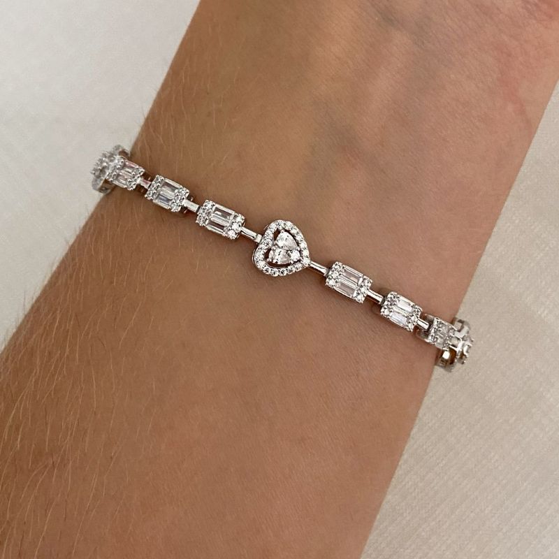 Pulseira Prata Pizza Cravejado