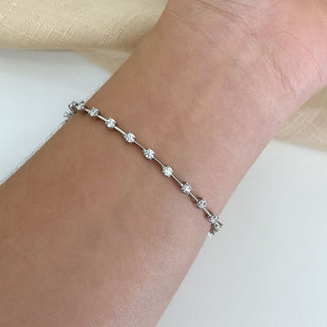 Pulseira Prata Pedras 3mm