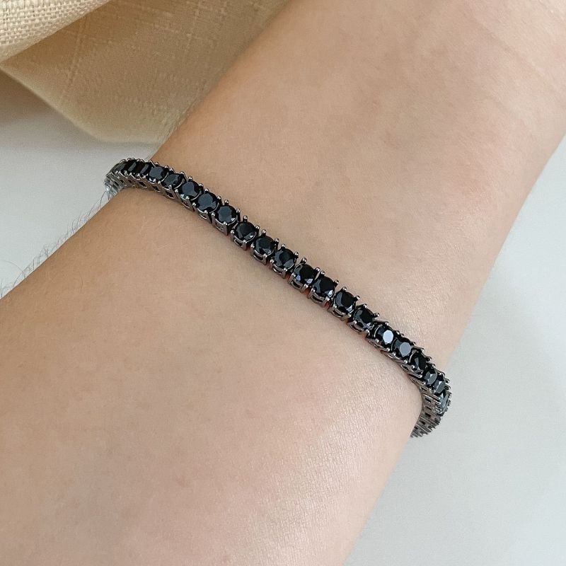 Pulseira Prata Riviera Preta