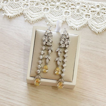 Brinco Prata Cristal Amarelo 6mm