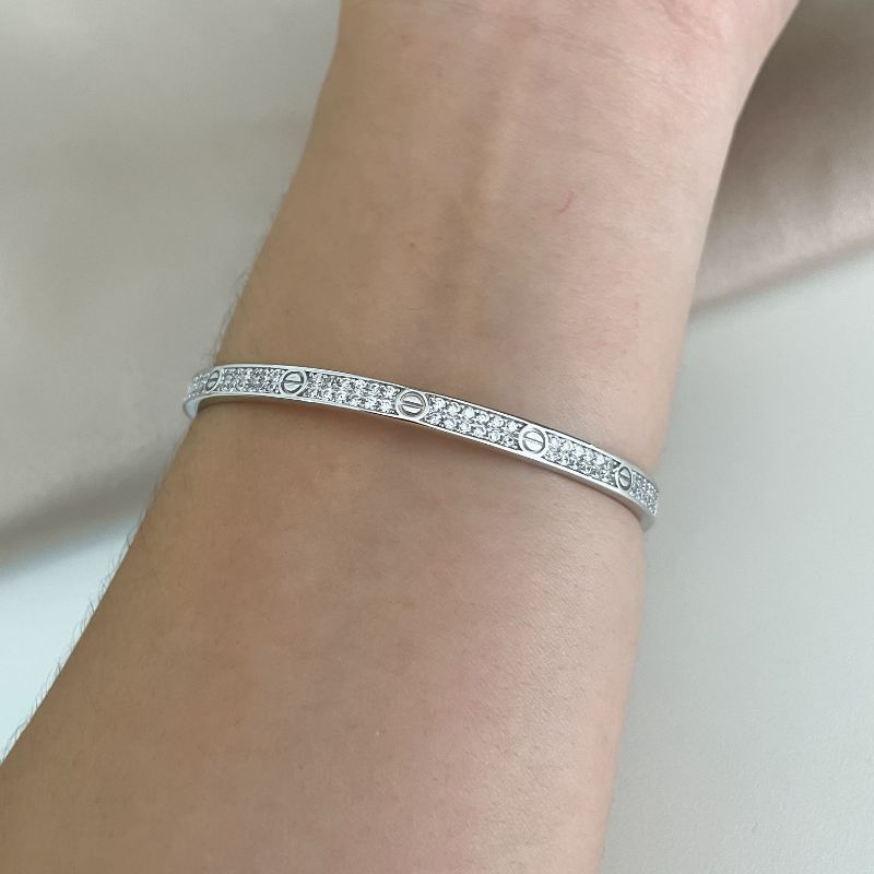 Bracelete Prata Cartier Cravejado R