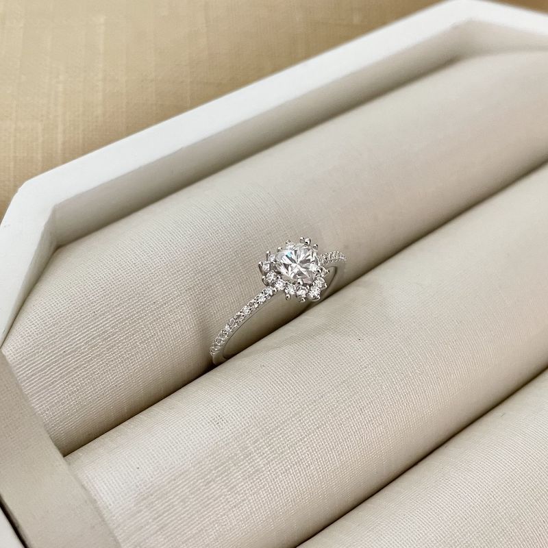 Anel Prata Cor Cravejado Moissanite 5mm
