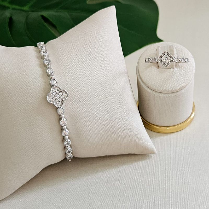 Bracelete Anel Prata Virginia