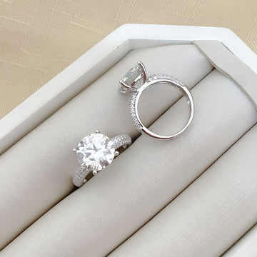 Anel Prata Solitário 11mm Moissanite