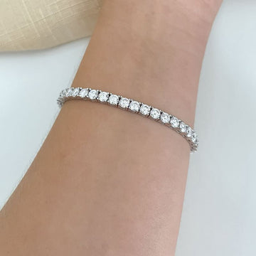Pulseira Prata Riviera 4mm Moissanite