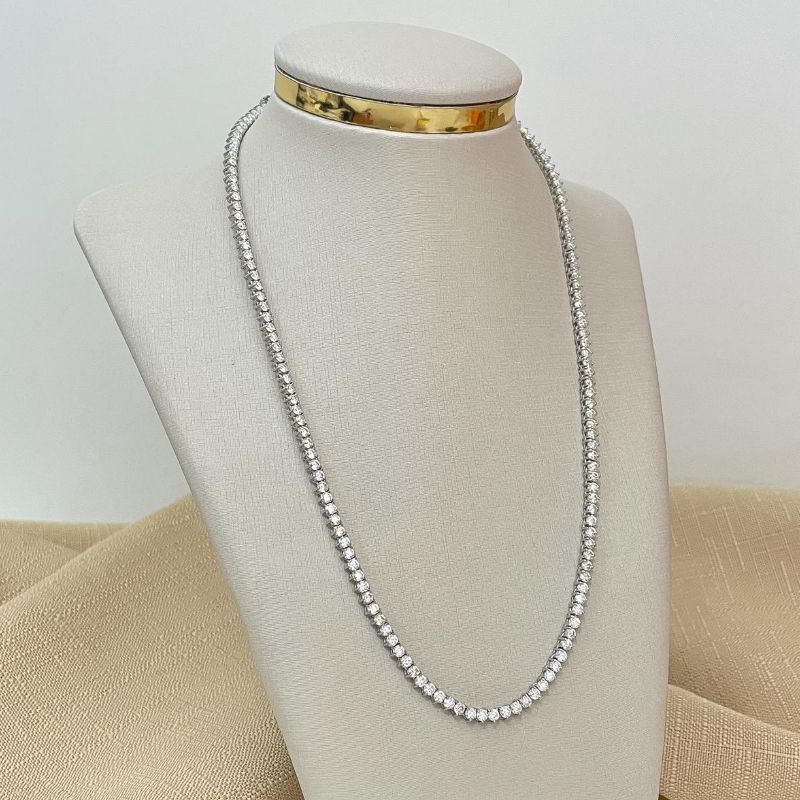 Gargantilha Prata Riviera 3 Garras 42cm 2.5mm Moissanite