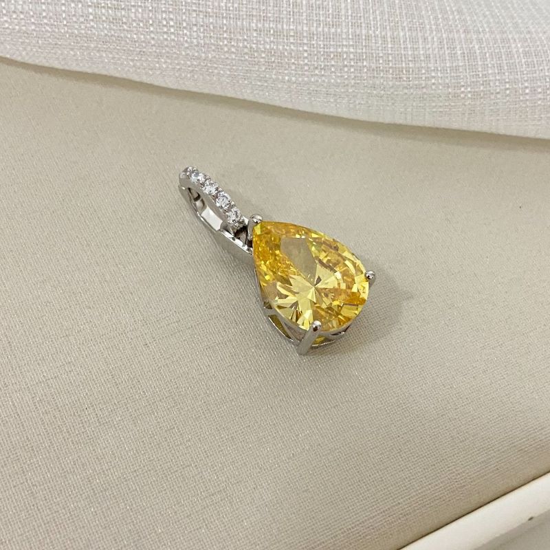 Pingente Prata Gota Amarela 12mm