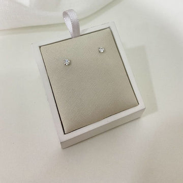 Brinco Prata Ponto de Luz Cristal 3mm
