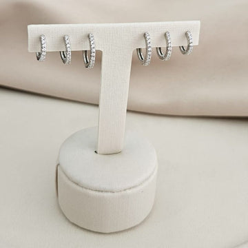 Argola Prata Trio Cravejada Liso