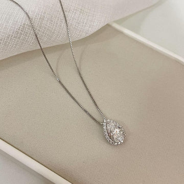 Gargantilha Prata Gota Cristal 45 Cm 7x10 Mm Nita