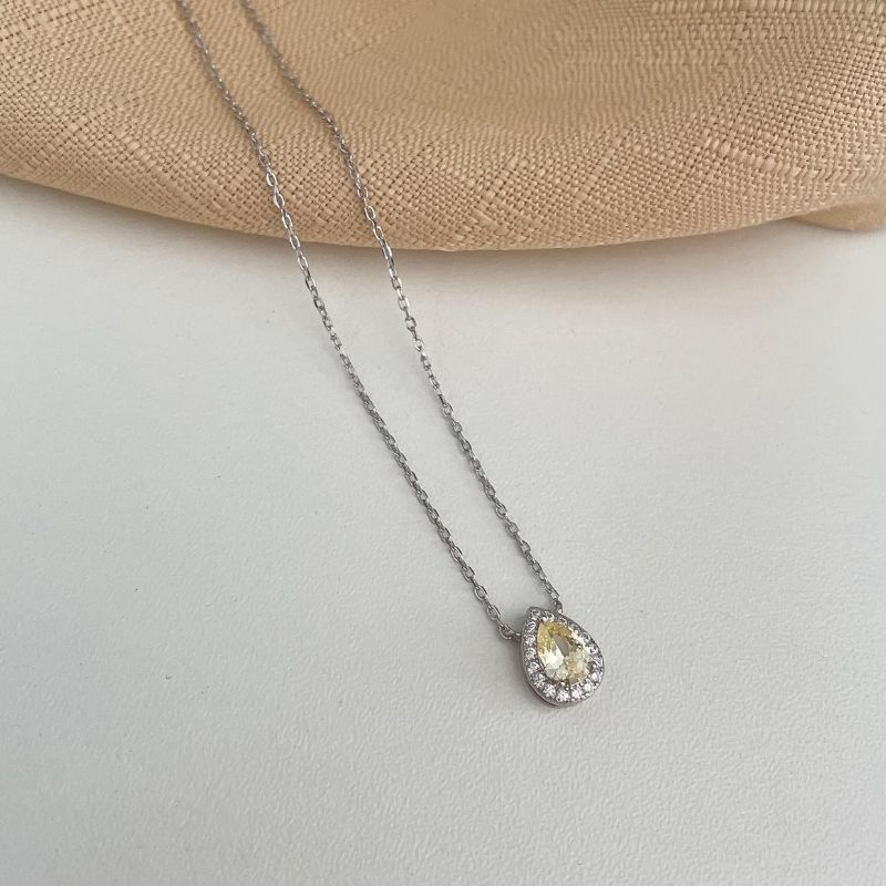 Gargantilha Prata Gota Cravejada