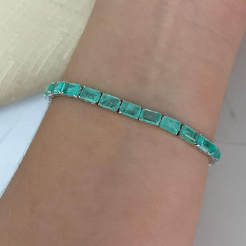 Pulseira Prata em Pedras Verde Claro