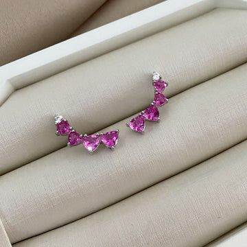 Brinco Prata Earcuff 4 P Rosa