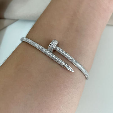 Bracelete Prata Parafuso Cravejado