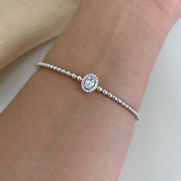 Bracelete Prata Pedra Azul Claro