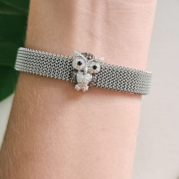 Pingente Prata Pulseira Coruja