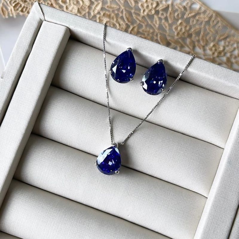 Conjunto Prata Pedra Roxa