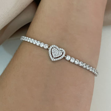 Pulseira Prata Riviera Coração