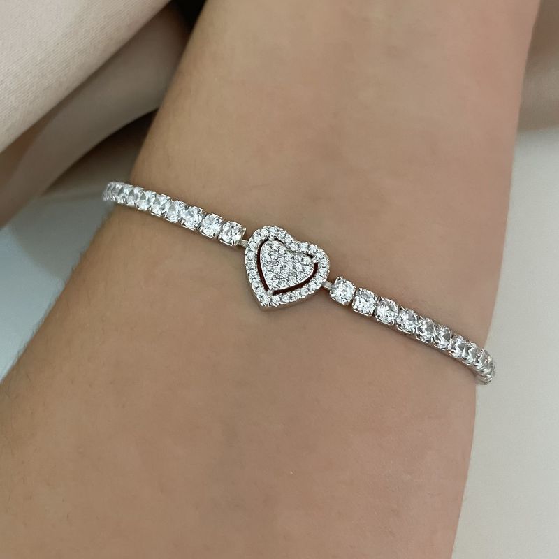 Pulseira Prata Riviera Coração
