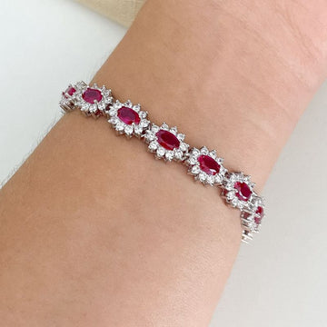 Pulseira Prata Flor Cravejada