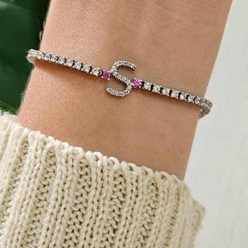 Pulseira Prata Riviera Letra S