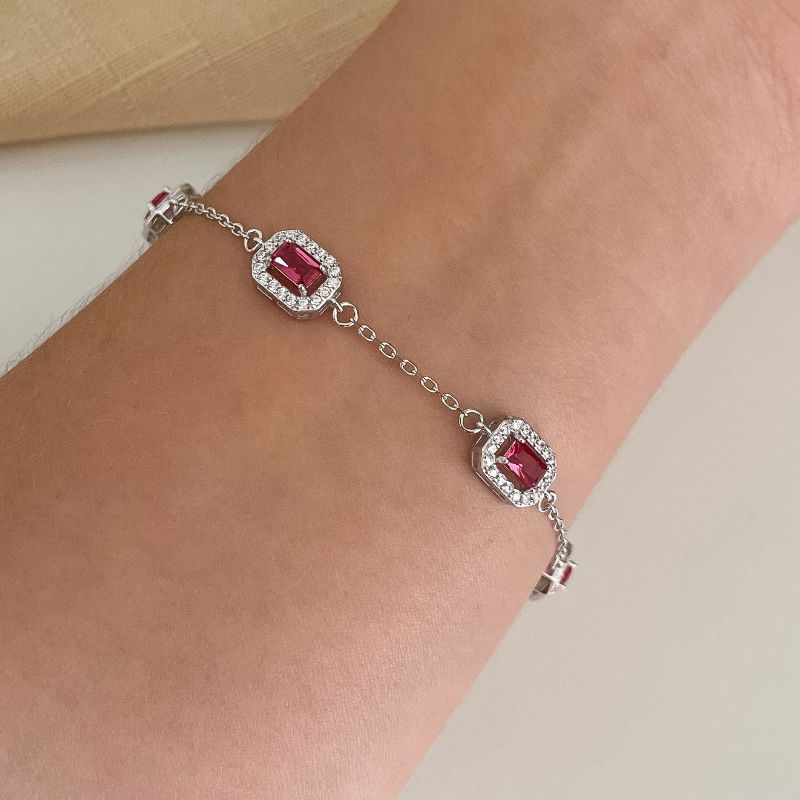 Pulseira Prata 5 Pedra Cravejada