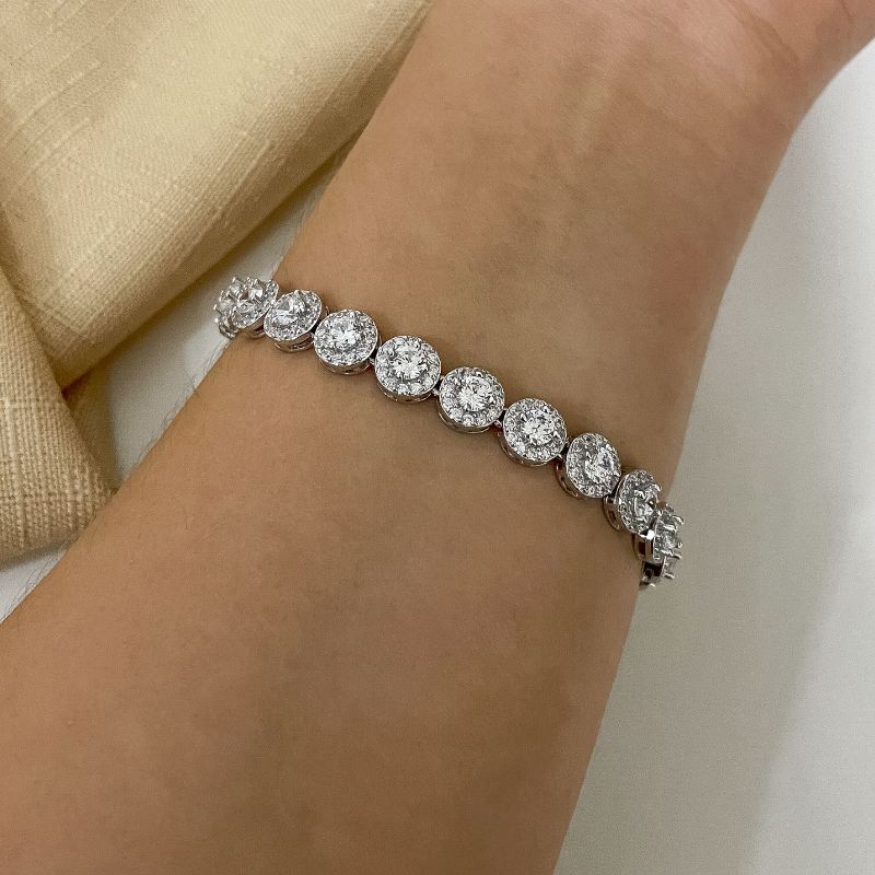 Pulseira Prata em Pedras Cristais Cravejada