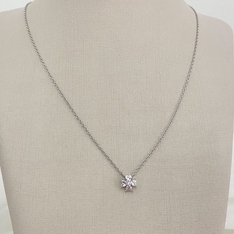 Gargantilha Prata Trevo Cristal 3mm 45cm