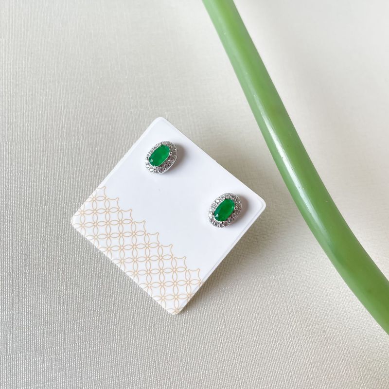 Brinco Prata Pedra Verde
