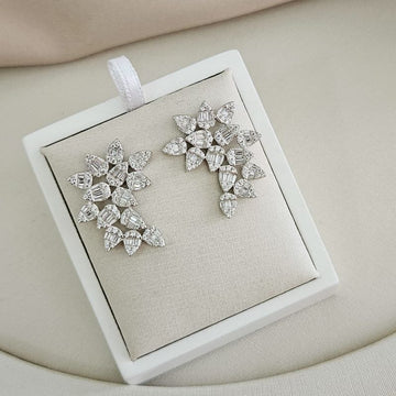Brinco Prata Earcuff Cristal 1mm