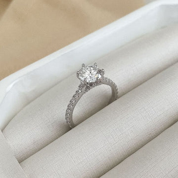Anel Prata Solitário 8mm Moissanite