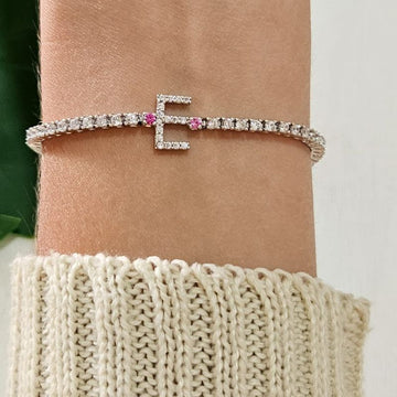Pulseira Prata Riviera Letra E