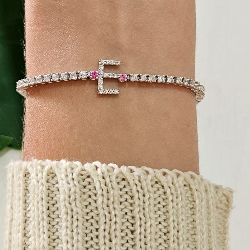 Pulseira Prata Riviera Letra E