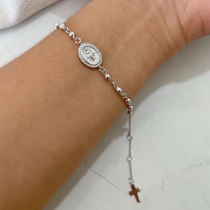 Pulseira Prata Terço N S 17cm