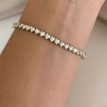 Pulseira Prata Riviera Coração Amarelo 3mm 17cm