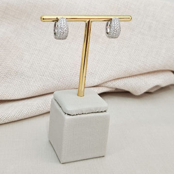 Argola Prata Cravejada 2mm