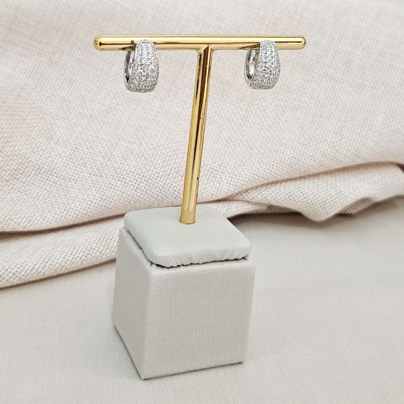 Argola Prata Cravejada 2mm