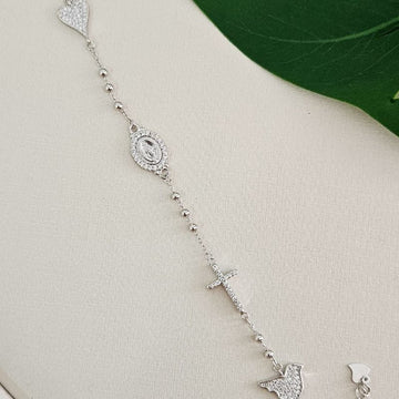 Pulseira Prata Cruz Divino N S 1mm