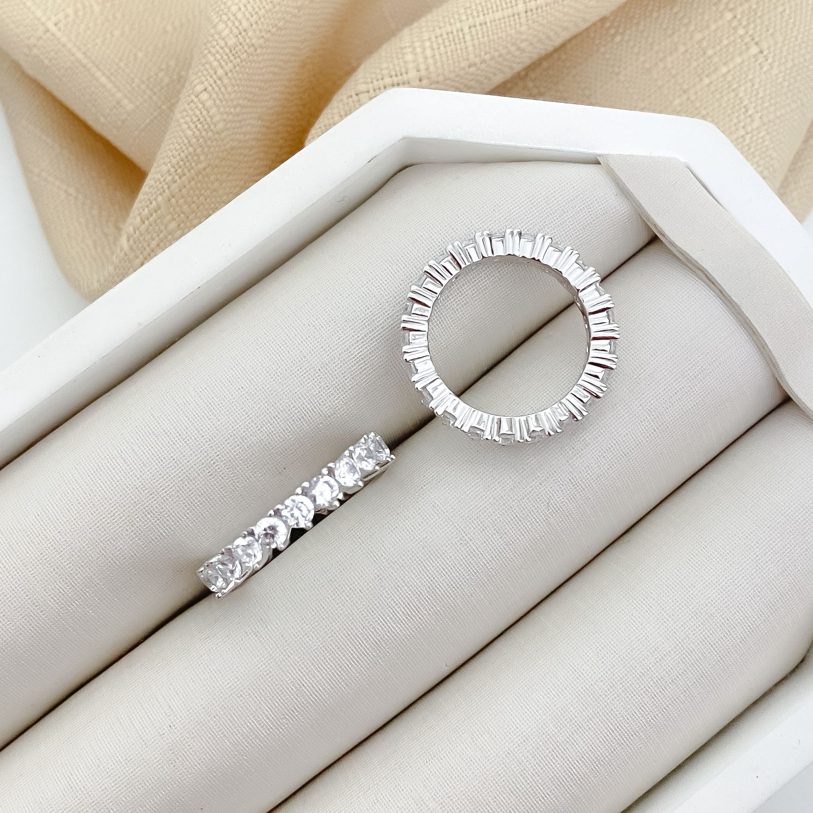Anel Prata Aliança Cristal 3mm