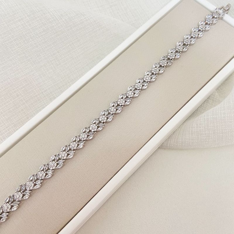Pulseira Prata Pedras Cristal Cravejado