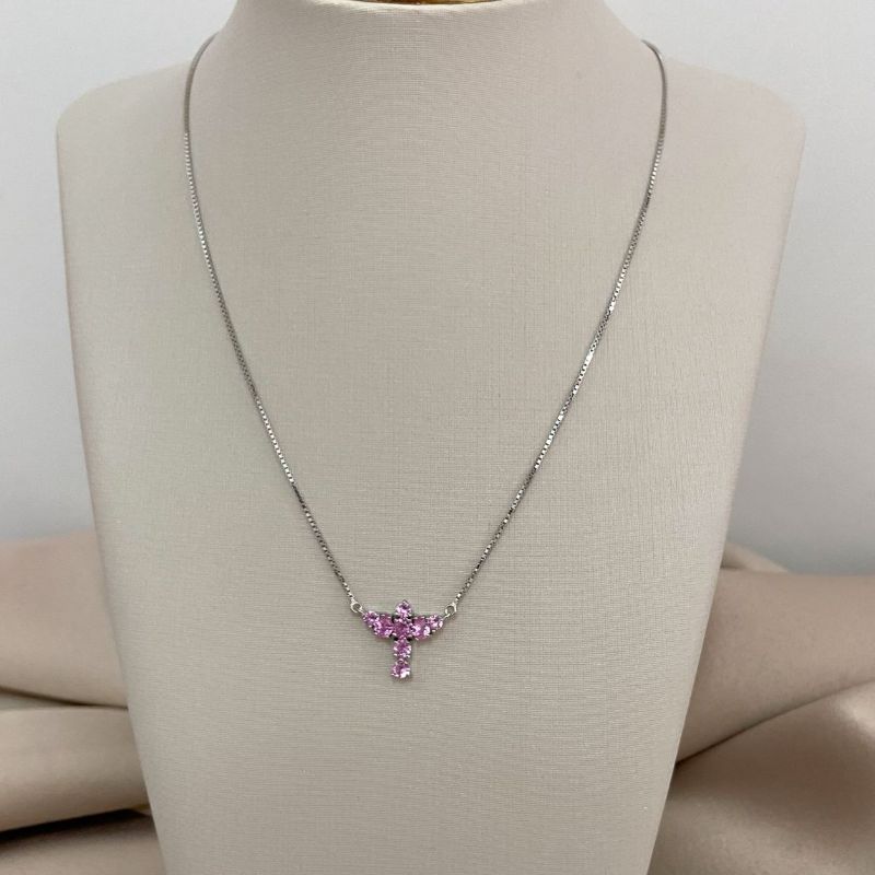 Gargantilha Prata Divino Rosa