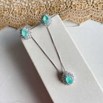 Conjunto Prata Gota Verde Colombiano