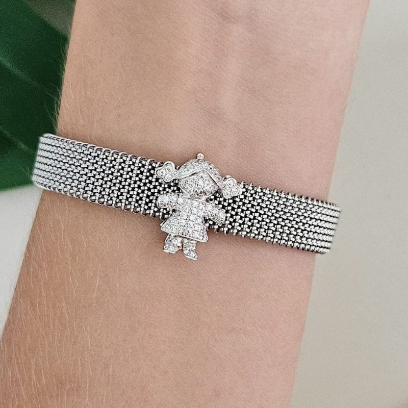 Pingente Prata Pulseira Menina