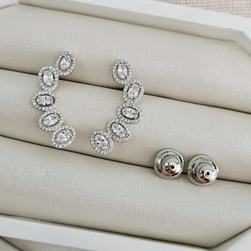 Brinco Prata Earcuff Cravejado